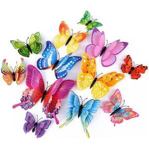 3D butterfly wall decor stickers colorful party bedroom magnets decals set 48